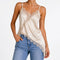 Top de cetim com acabamento em renda