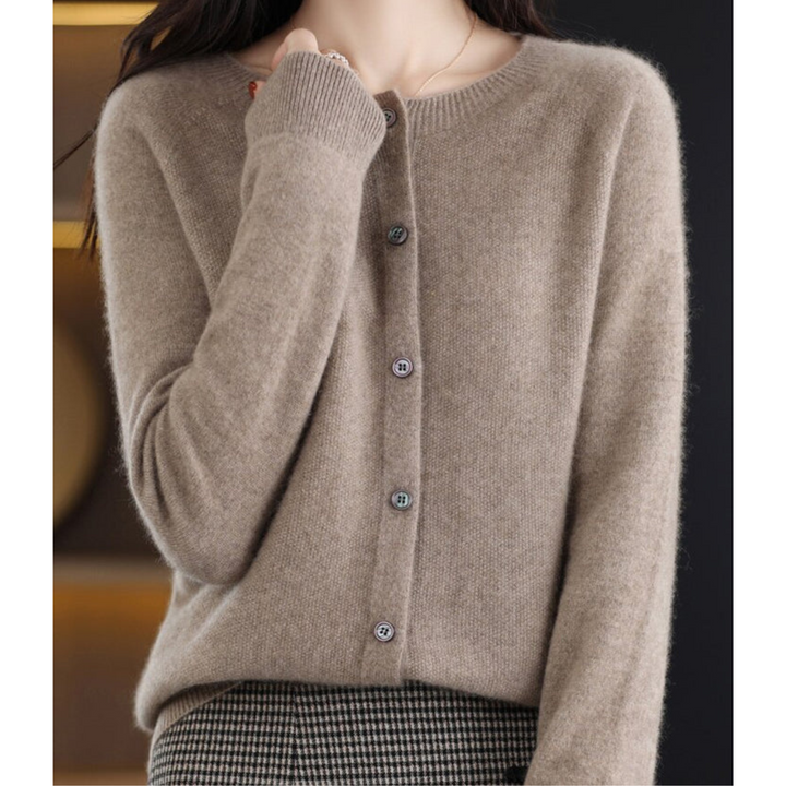Élise Cardigan en Pure Laine Mérinos à Col Rond pour Femme | Chaleur et Élégance Naturelle