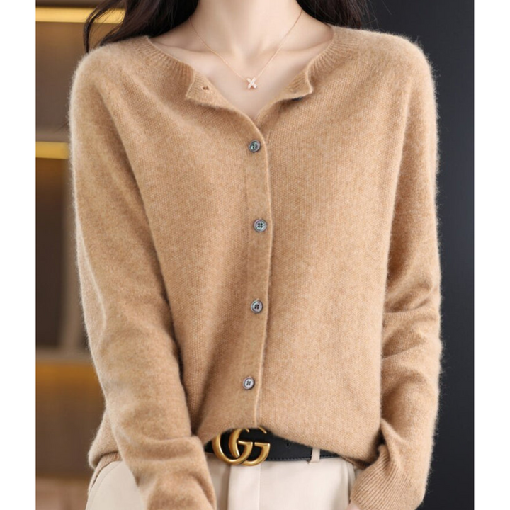 Élise Cardigan en Pure Laine Mérinos à Col Rond pour Femme | Chaleur et Élégance Naturelle