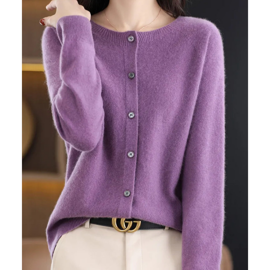 Élise Cardigan en Pure Laine Mérinos à Col Rond pour Femme | Chaleur et Élégance Naturelle