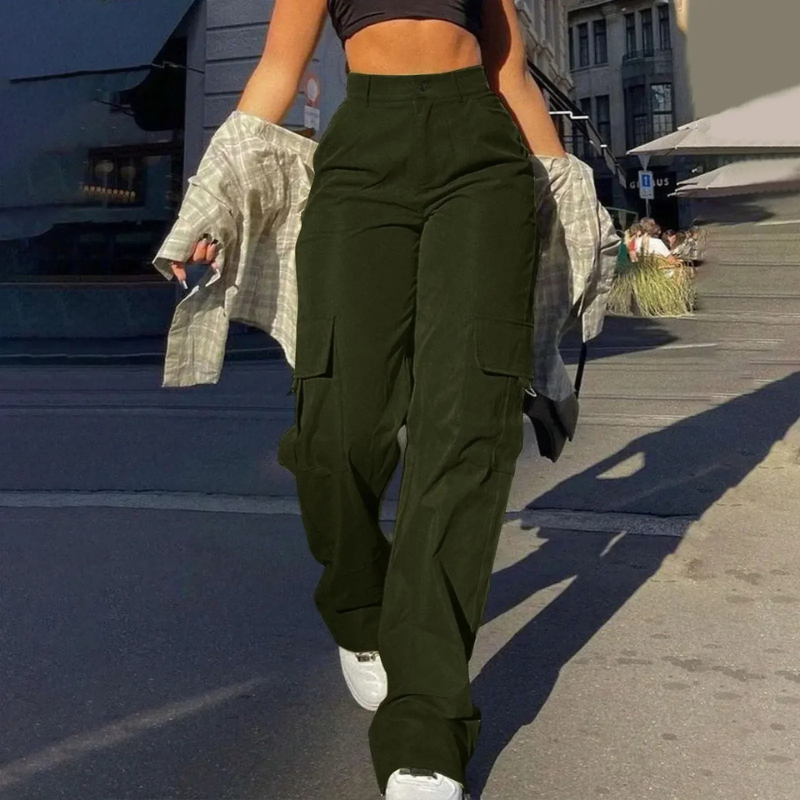 Pantalon cargo Pamela pour femme | Taille haute flatteuse avec poches robustes