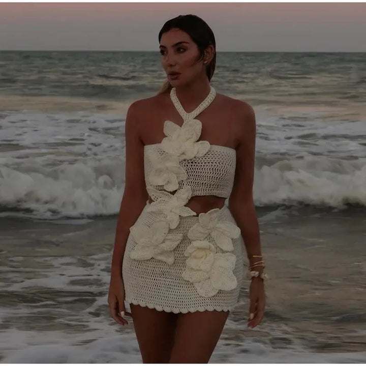 Bloom | Robe d'été boho au crochet pour femme avec design floral - aérée & élégante