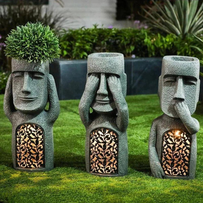 Pot de fleurs artistique GardenDecor – Éclairage solaire LED intégré, résistant aux intempéries