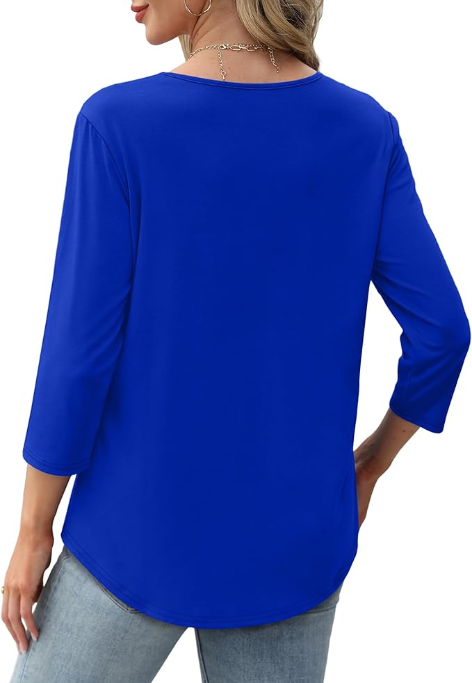 Afke Haut pour femmes avec structure et manches 3/4 | Confortable t-shirt pour le bureau et les loisirs