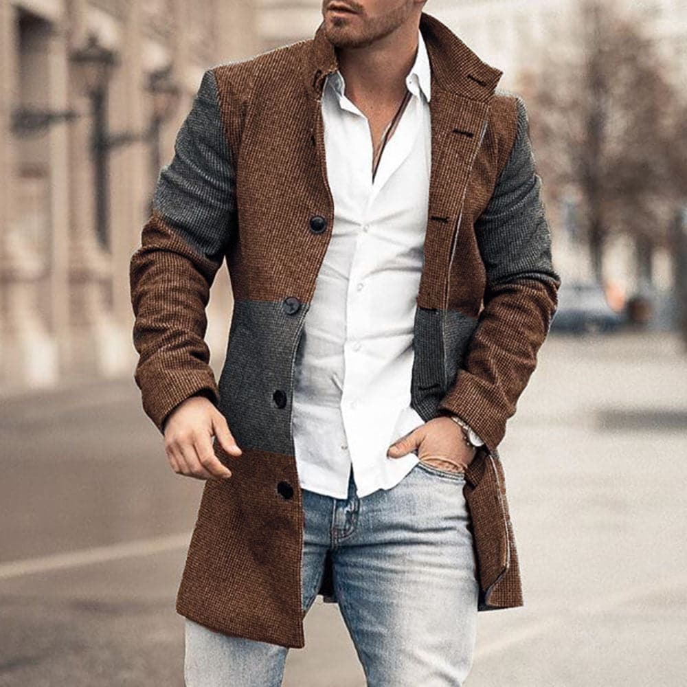 Guillaume Manteau Classique en Chevron Homme | Élégance et Confort Sophistiqués