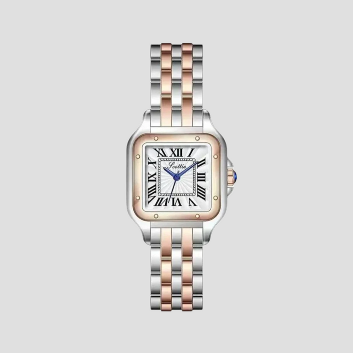 Alézia Montre Carrée Bicolore Femme | Style Intemporel & Détails Raffinés