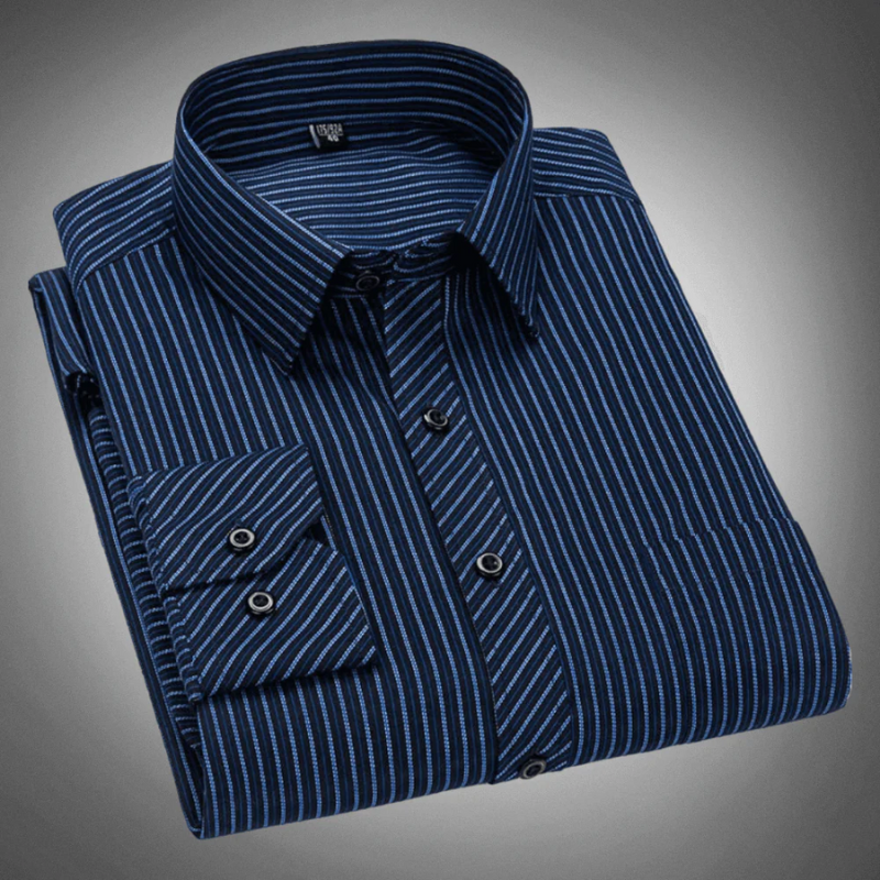 Chemise rayée Harold pour homme | Chemise classique à manches longues coupe régulière