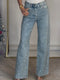 Jean glamour taille haute à jambes larges et brillance subtile