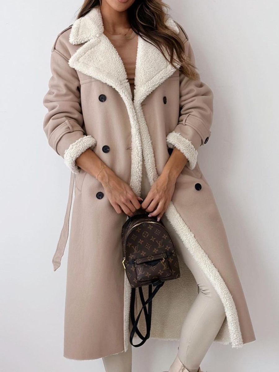 Fleur Rousse Manteau Long Élégant avec Col Duveteux | Confort et Style Saisonnier