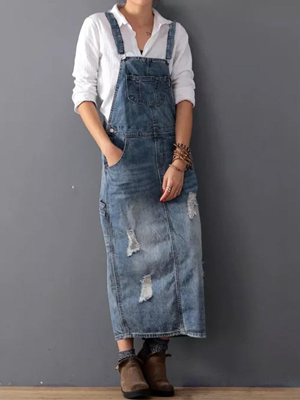 Jhasmine Robe en Jean | Robe Décontractée en Denim avec Détails Vintage