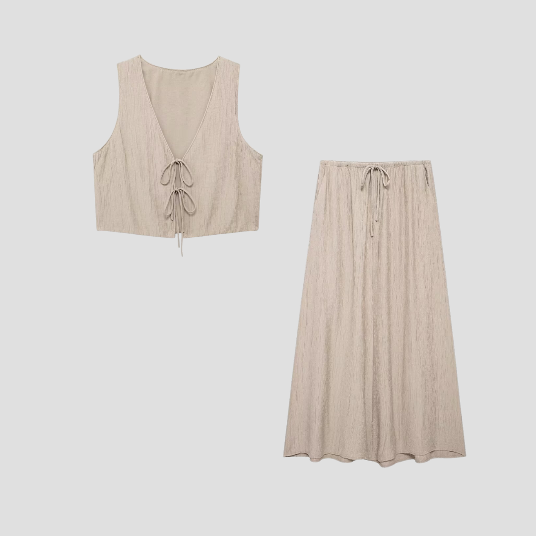 Séraphie Ensemble Jupe Midi Élégant Femme | Légèreté Féminine & Style Estival