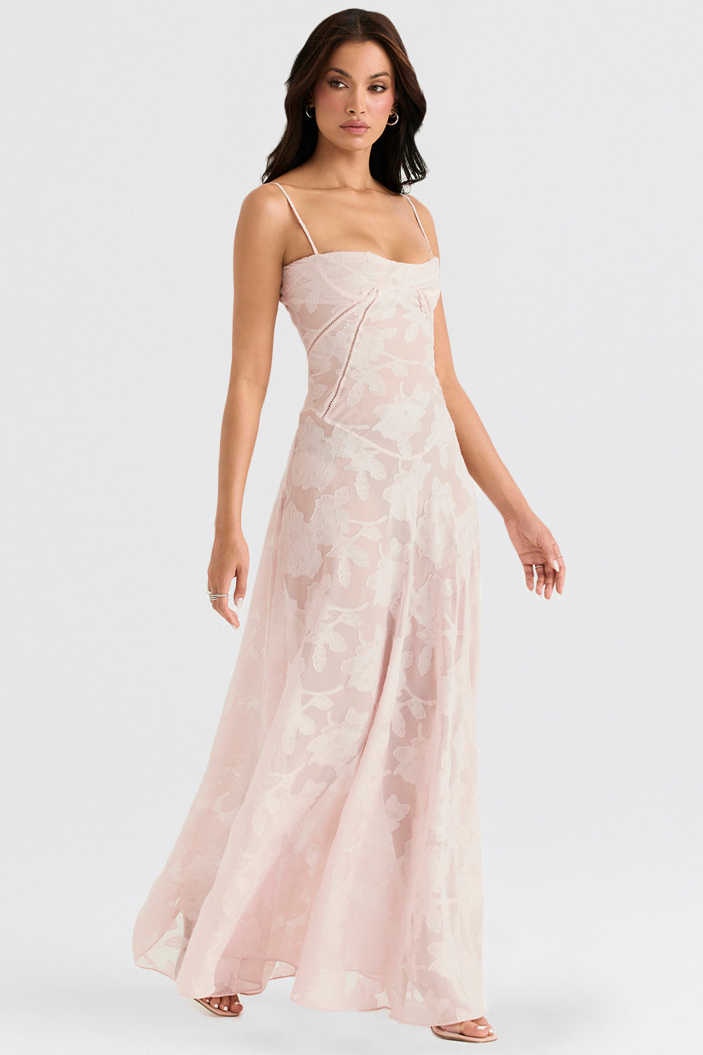 Elvina Robe maxi dos nu pour femme avec broderie | Aérienne, élégante & idéale pour l'été