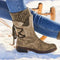 Botas de neve impermeáveis para mulher - Botas de inverno de cano médio com sola antiderrapante
