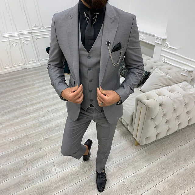 costume d'affaires 3 pièces slim fit - blazer, gilet et pantalon