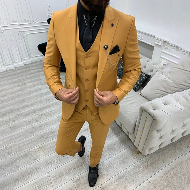 costume d'affaires 3 pièces slim fit - blazer, gilet et pantalon