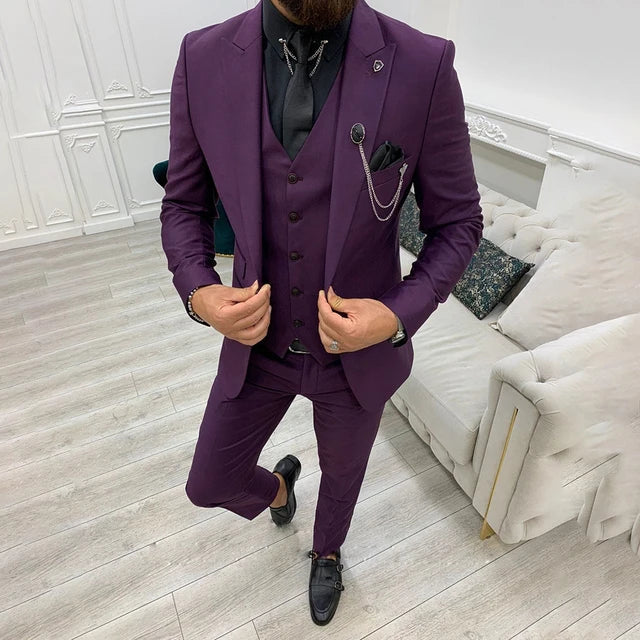 costume d'affaires 3 pièces slim fit - blazer, gilet et pantalon