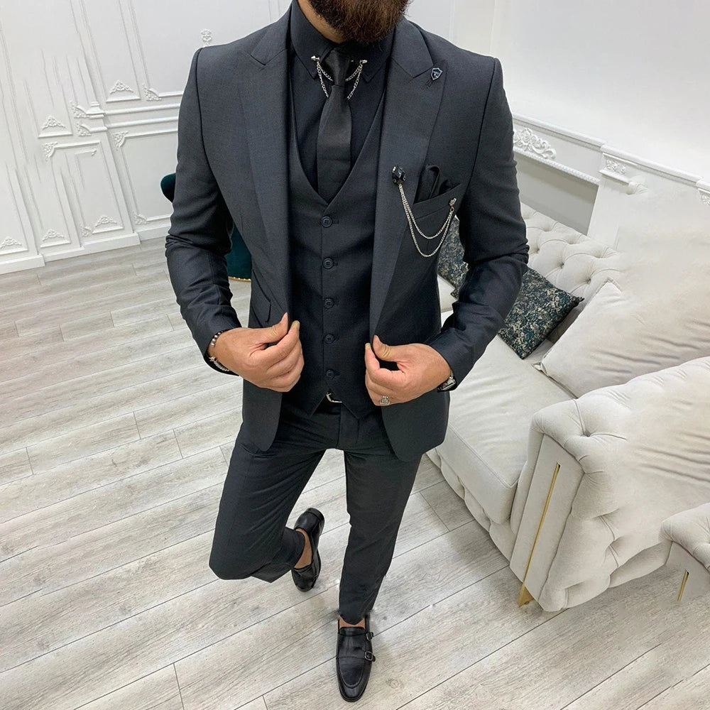 costume d'affaires 3 pièces slim fit - blazer, gilet et pantalon