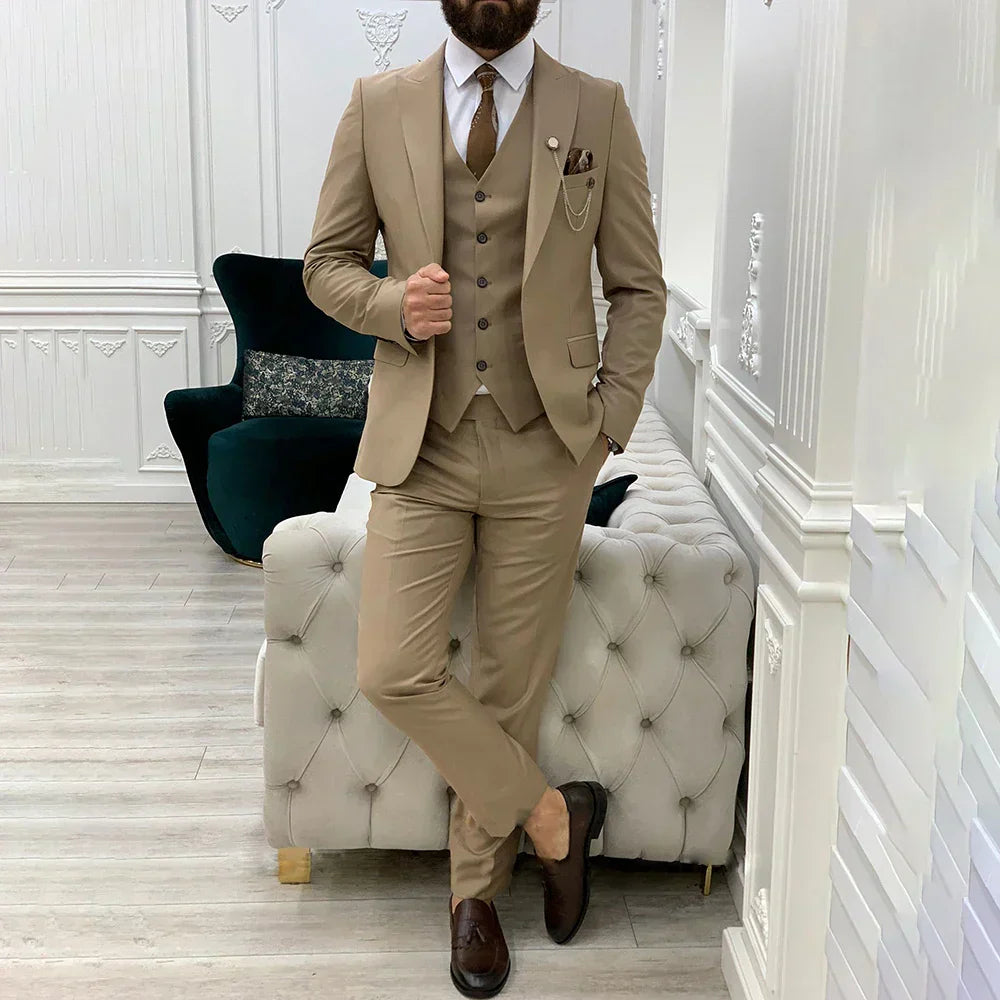 costume d'affaires 3 pièces slim fit - blazer, gilet et pantalon