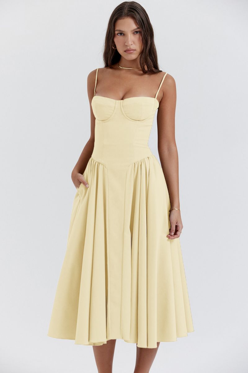 Élodie Grace Robe d'été pour femme | Robe corset élégante avec bretelles & jupe évasée