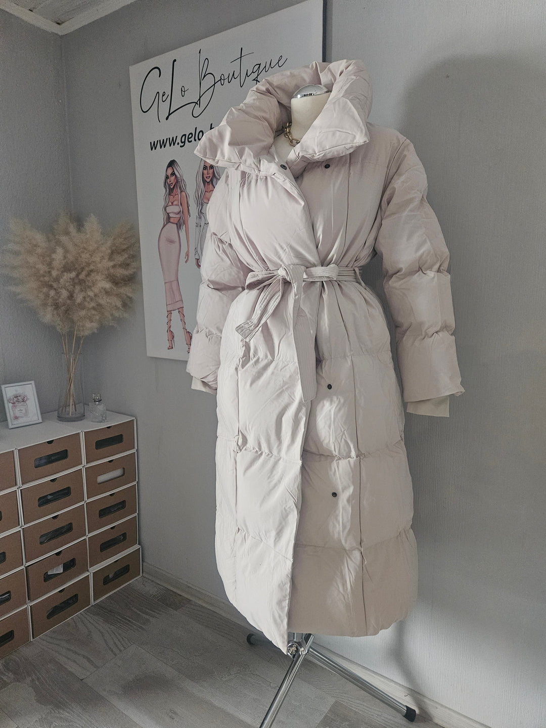 Manteau Matelassé Oversize | Parka Ceinturé Élégant pour Temps Froid