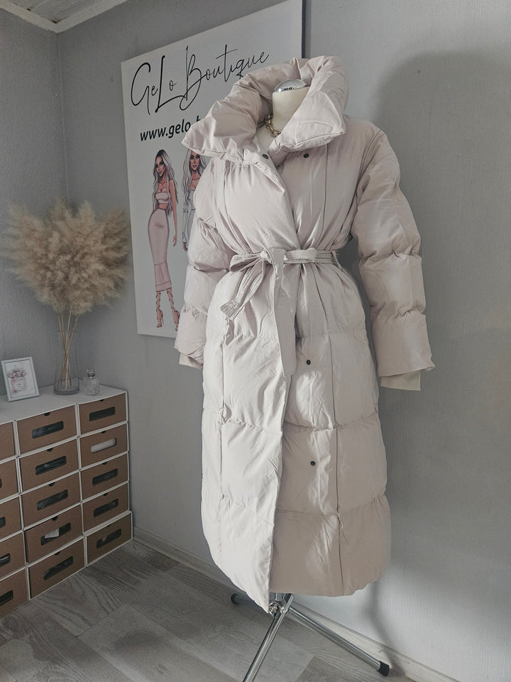 Manteau Matelassé Oversize | Parka Ceinturé Élégant pour Temps Froid