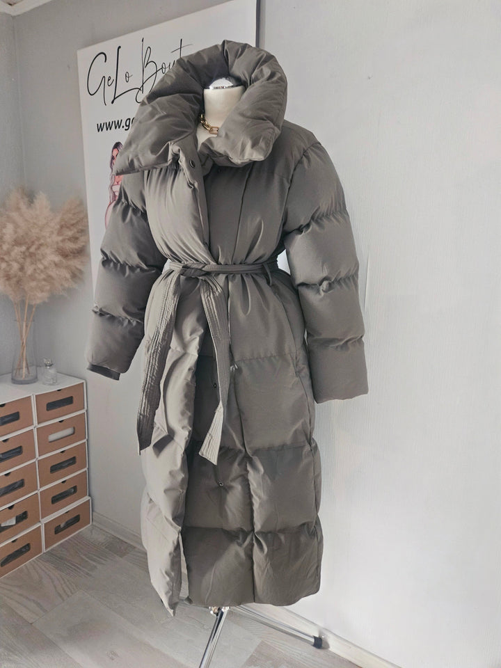 Manteau Matelassé Oversize | Parka Ceinturé Élégant pour Temps Froid