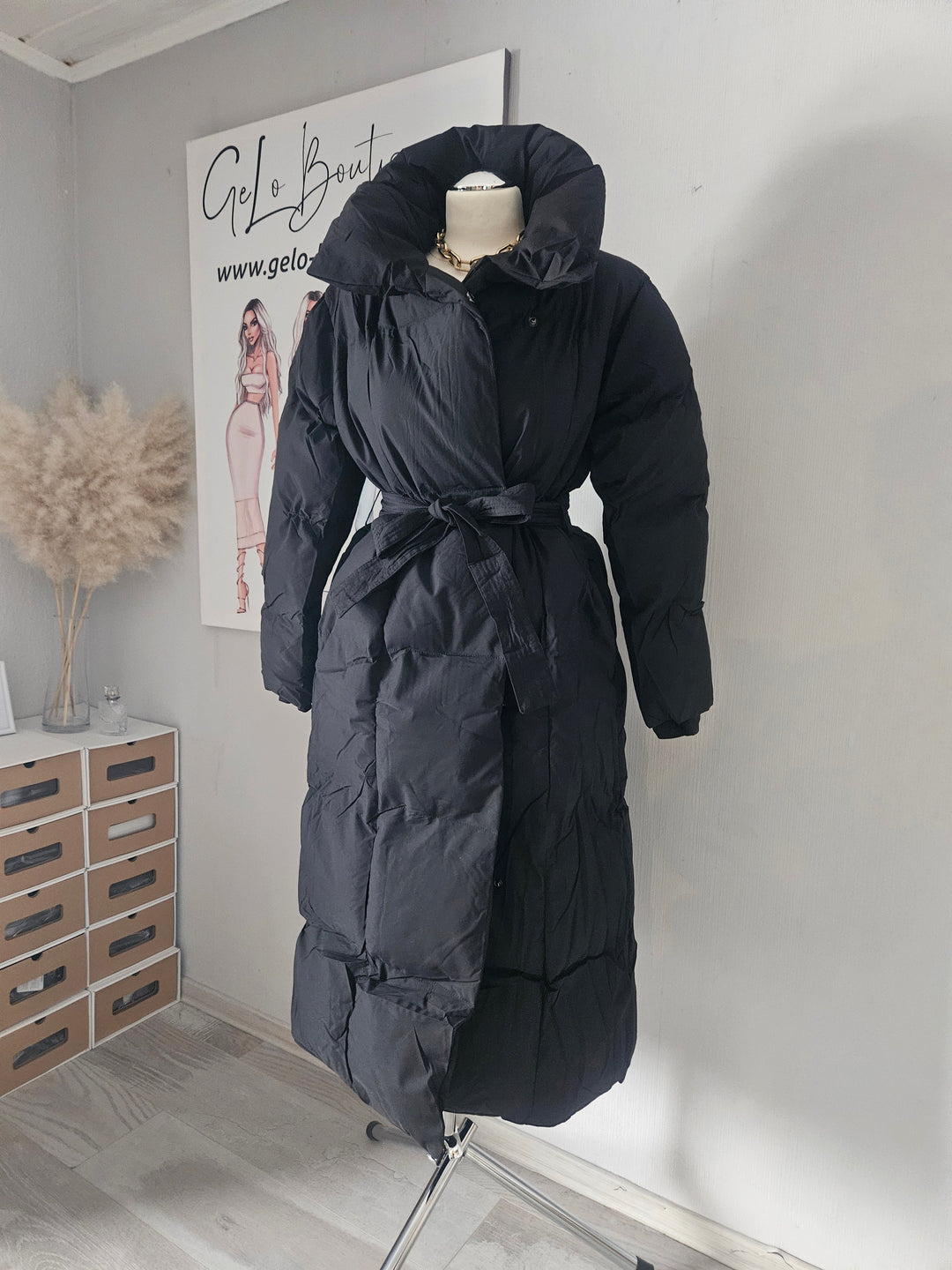Manteau Matelassé Oversize | Parka Ceinturé Élégant pour Temps Froid