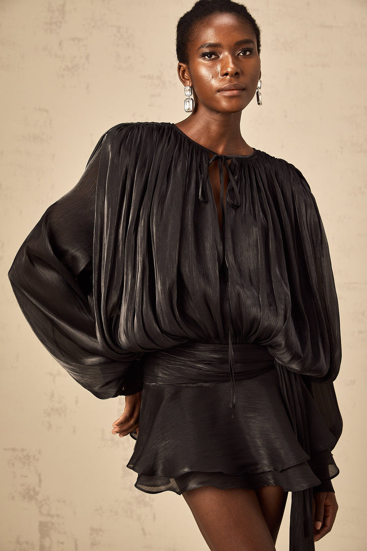Robe Sonia à manches ballon et taille définie | Robe midi aérienne pour les occasions élégantes