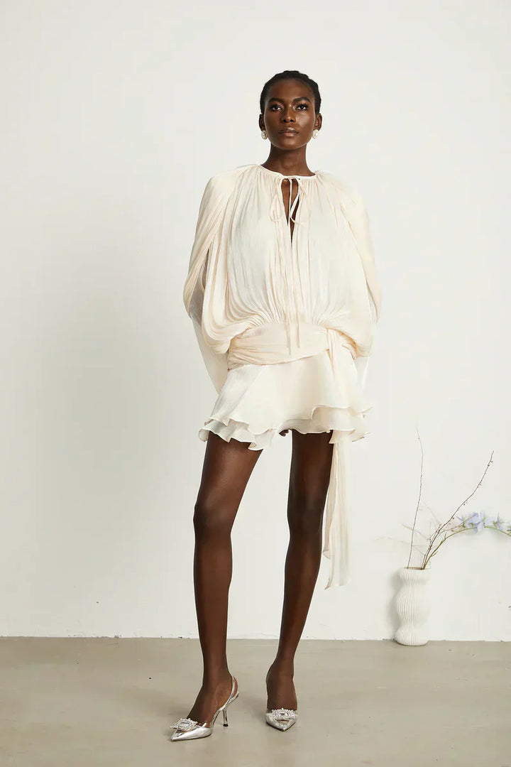Robe Sonia à manches ballon et taille définie | Robe midi aérienne pour les occasions élégantes