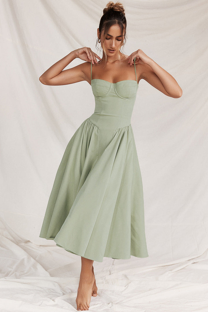 Élodie Grace Robe d'été pour femme | Robe corset élégante avec bretelles & jupe évasée