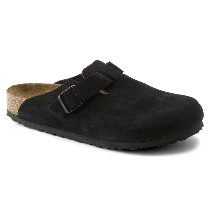 Zuecos Boston Suede Black | Zuecos clásicos con plantilla suave