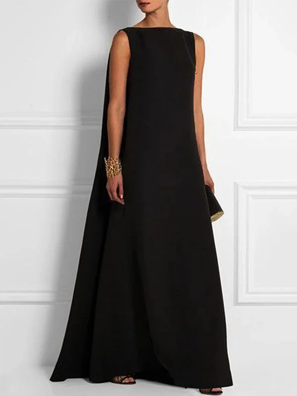 Susie Robe Ample Sans Manches | Couleur Unie, Dos en V, Élégance Simple