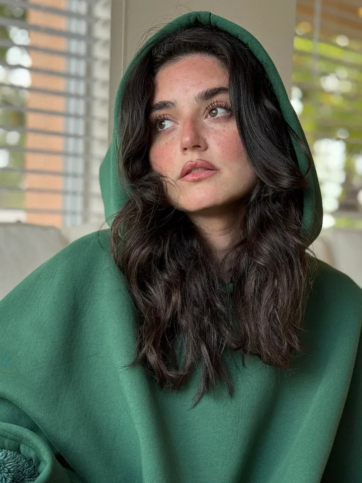 Eden Hoodie Blanket - Sweat à capuche surdimensionné avec tissu soyeux et doublure légère pour un confort ultime