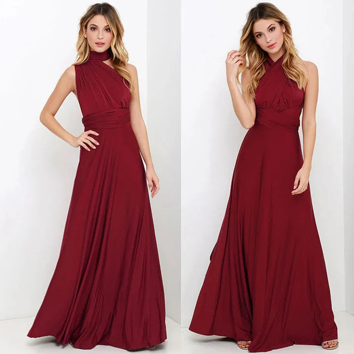 Eliane Robe portefeuille pour femme | Robe midi avec décolleté en V & ceinture à nouer en silhouette fluide