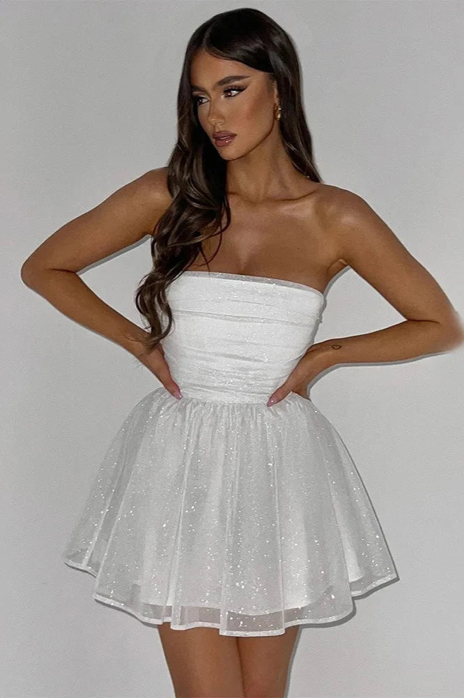 Nayla Robe noire à paillettes sans bretelles | Look de fête élégant pour les occasions spéciales