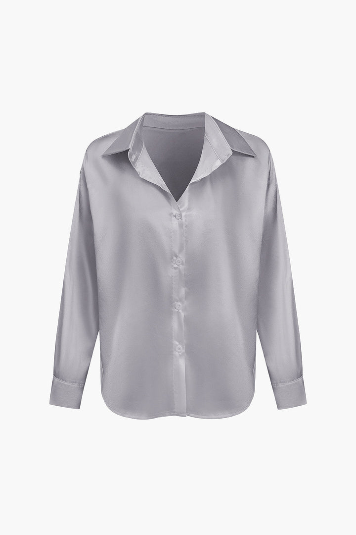 Blusa de satén Lillian para mujer | Camisa elegante de manga larga, corte holgado y diseño atemporal