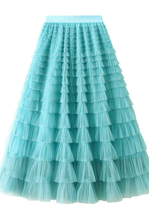 Rosa | Jupe longue en tulle avec taille élastiquée en palier