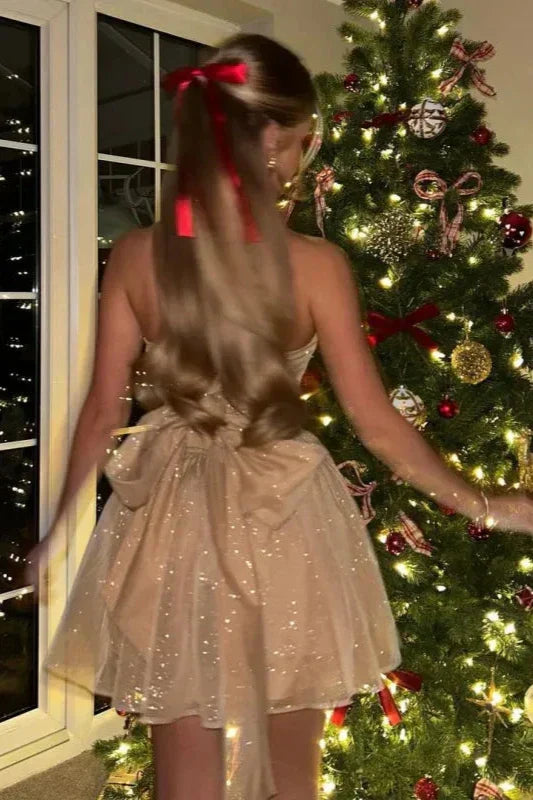 Nayla Robe noire à paillettes sans bretelles | Look de fête élégant pour les occasions spéciales