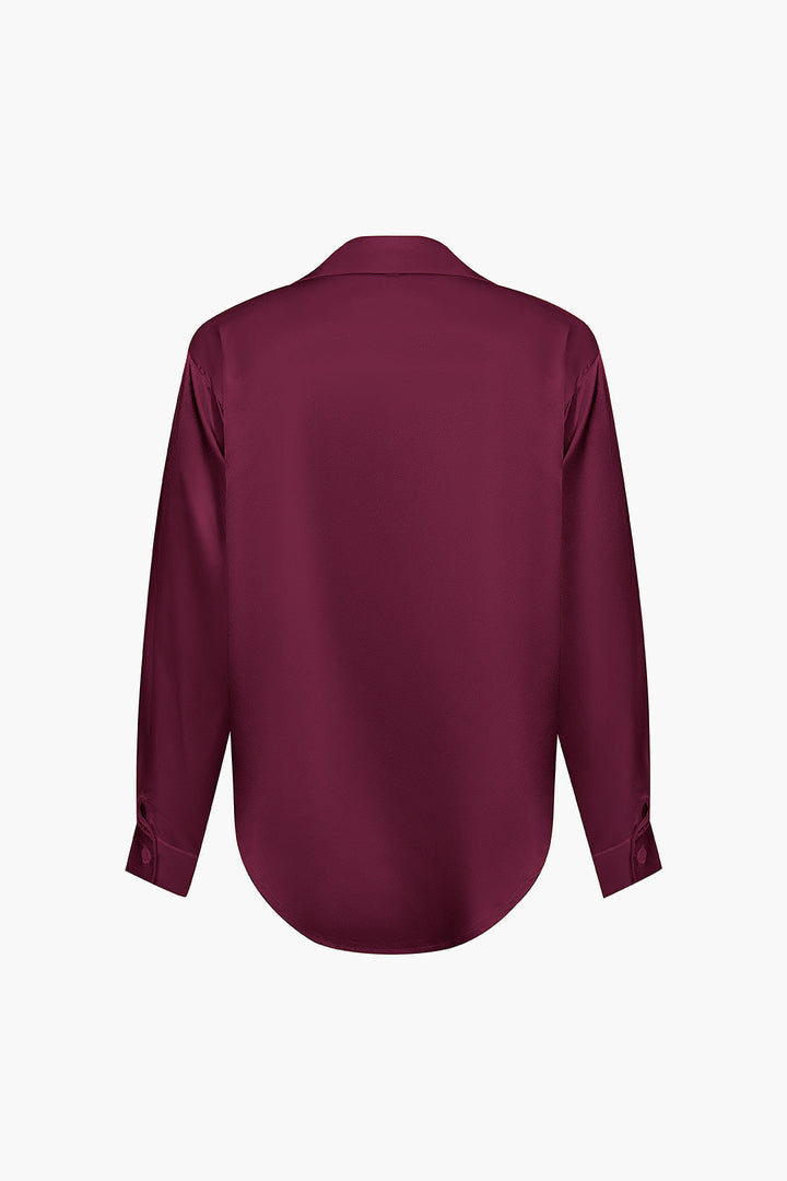 Blusa de satén Lillian para mujer | Camisa elegante de manga larga, corte holgado y diseño atemporal