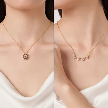 Milara Collier 2 en 1 cœur et trèfle à quatre feuilles pour femme | Porte-bonheur & pendentif scintillant