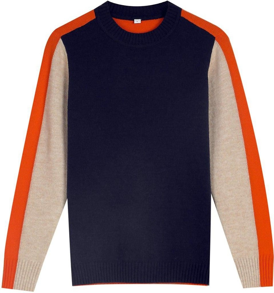 Véronique Pull Marine et Orange avec Rayures Rétro | Confort et Élégance au Quotidien