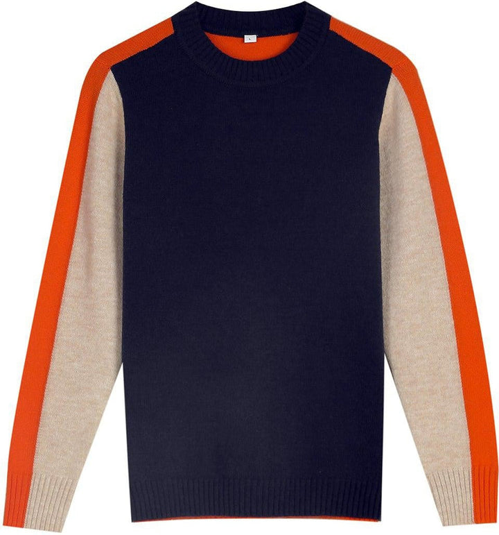 Véronique Pull Marine et Orange avec Rayures Rétro | Confort et Élégance au Quotidien
