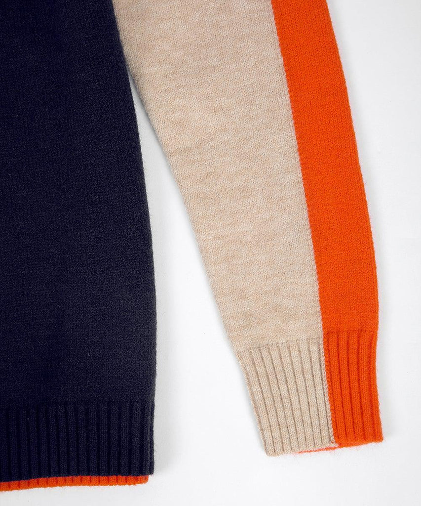 Véronique Pull Marine et Orange avec Rayures Rétro | Confort et Élégance au Quotidien