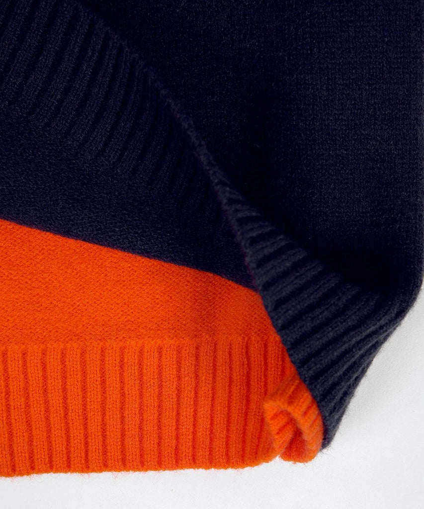 Véronique Pull Marine et Orange avec Rayures Rétro | Confort et Élégance au Quotidien