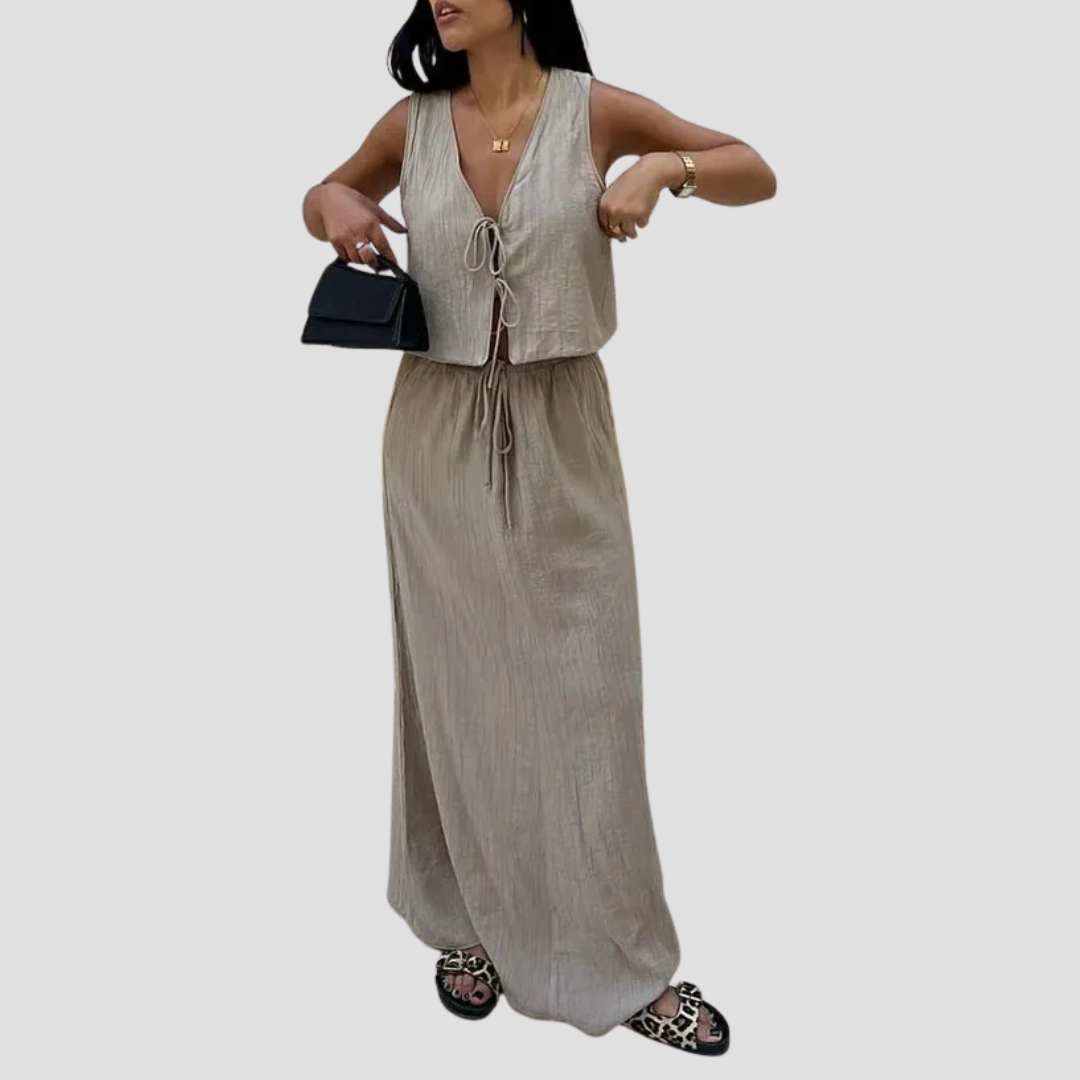 Séraphie Ensemble Jupe Midi Élégant Femme | Légèreté Féminine & Style Estival