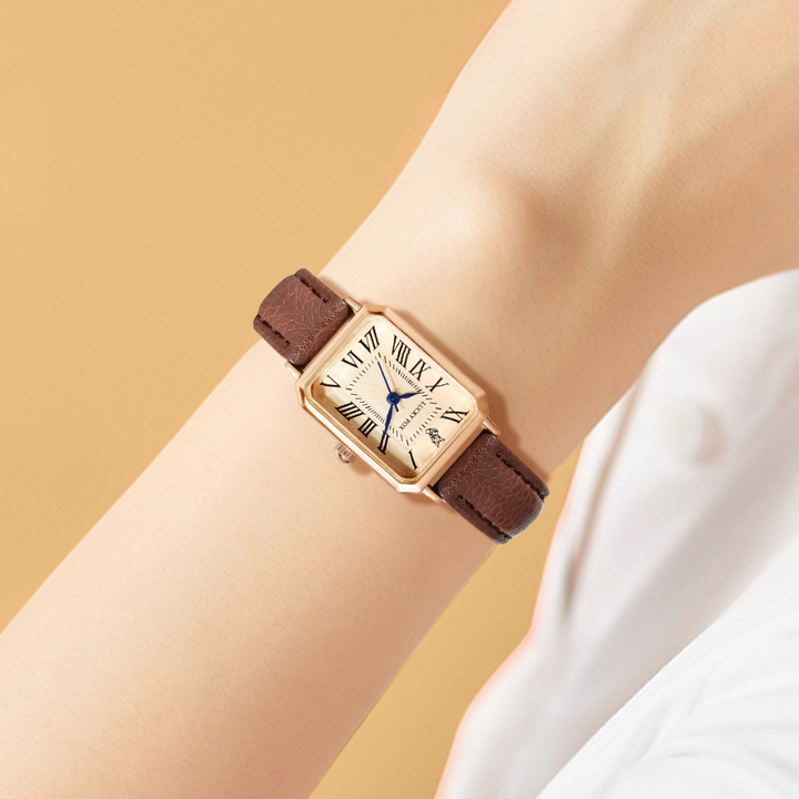 Arlène Montre Femme Carrée avec Bracelet Cuir | Élégance Classique & Charme Quotidien