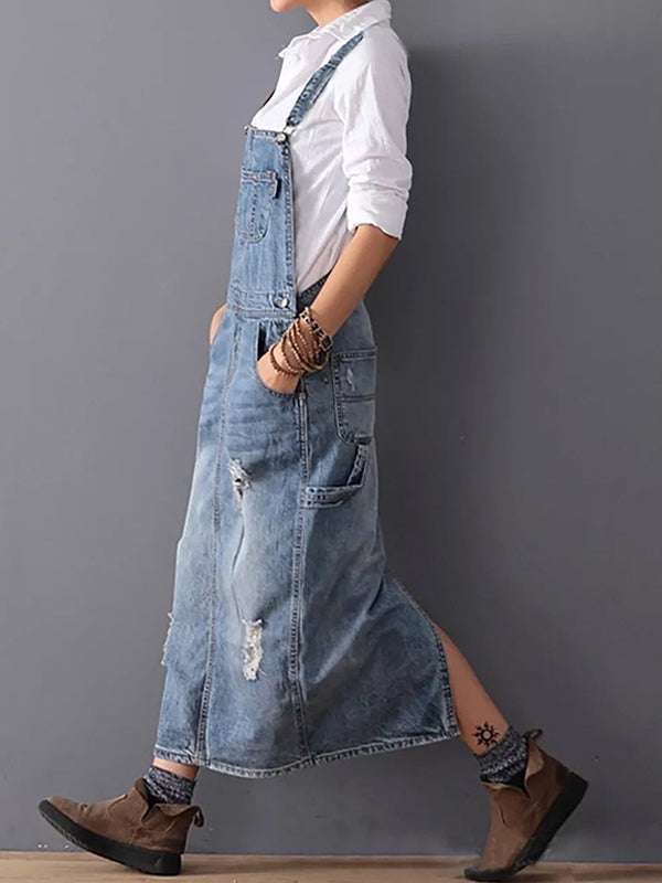 Jhasmine Robe en Jean | Robe Décontractée en Denim avec Détails Vintage