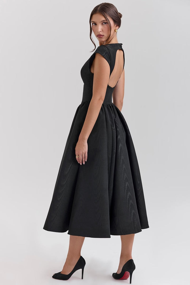 Victoria Robe femme avec jupe fluide | Robe de soirée élégante en noir ou blanc