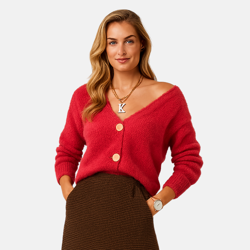 Cardigan femme Twinks | Gilet oversize à col V profond avec boutons élégants