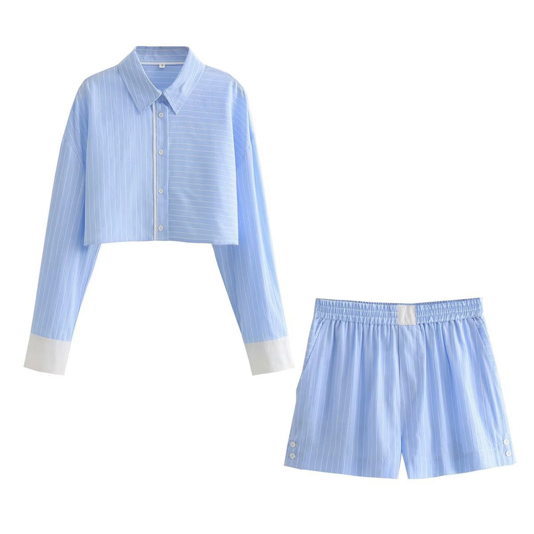 Marinda | Conjunto corto de verano a rayas para mujer: lujoso, elegante y con estilo
